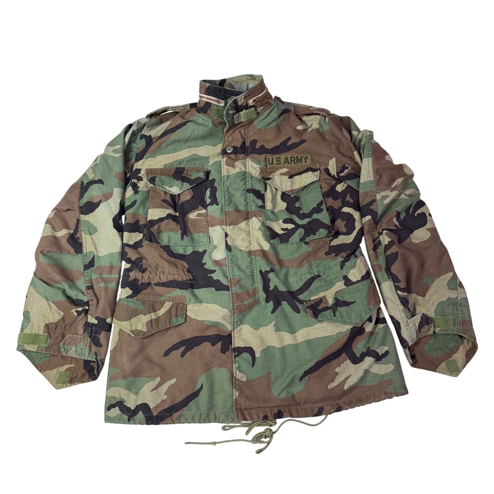 Vintage US Army M-65 Field Jacket Woodland Camo John Ownbey Medium Long 1983